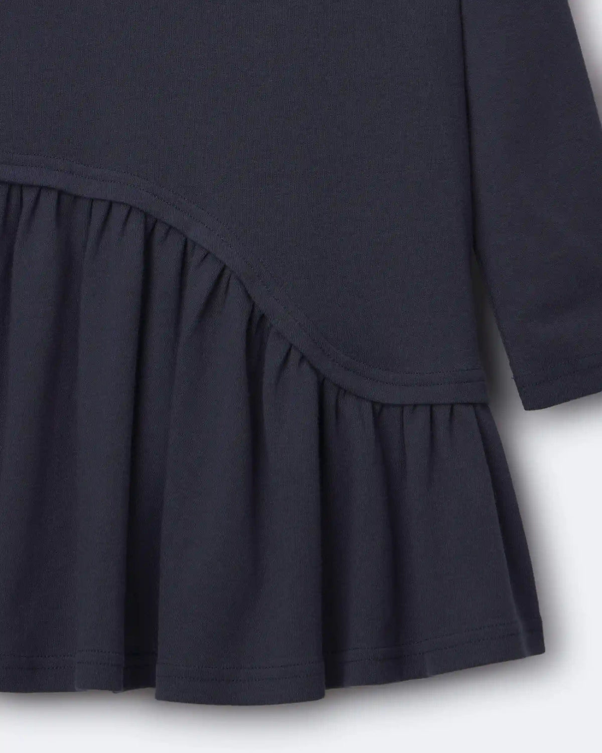Toddler Girl Ribbed Long-Sleeve Asymmetrical Dress - Navy