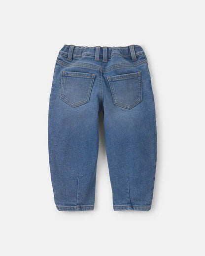 Toddler Girl Fleece-Lined Denim Barrel Jeans - Medium Wash