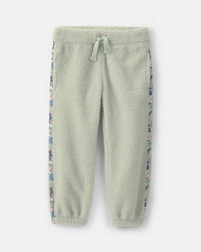 Toddler Girl Floral Fleece Joggers - Green