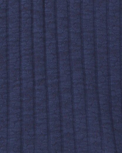 Toddler Girl Ribbed Long-Sleeve Henley T-Shirt - Navy Blue