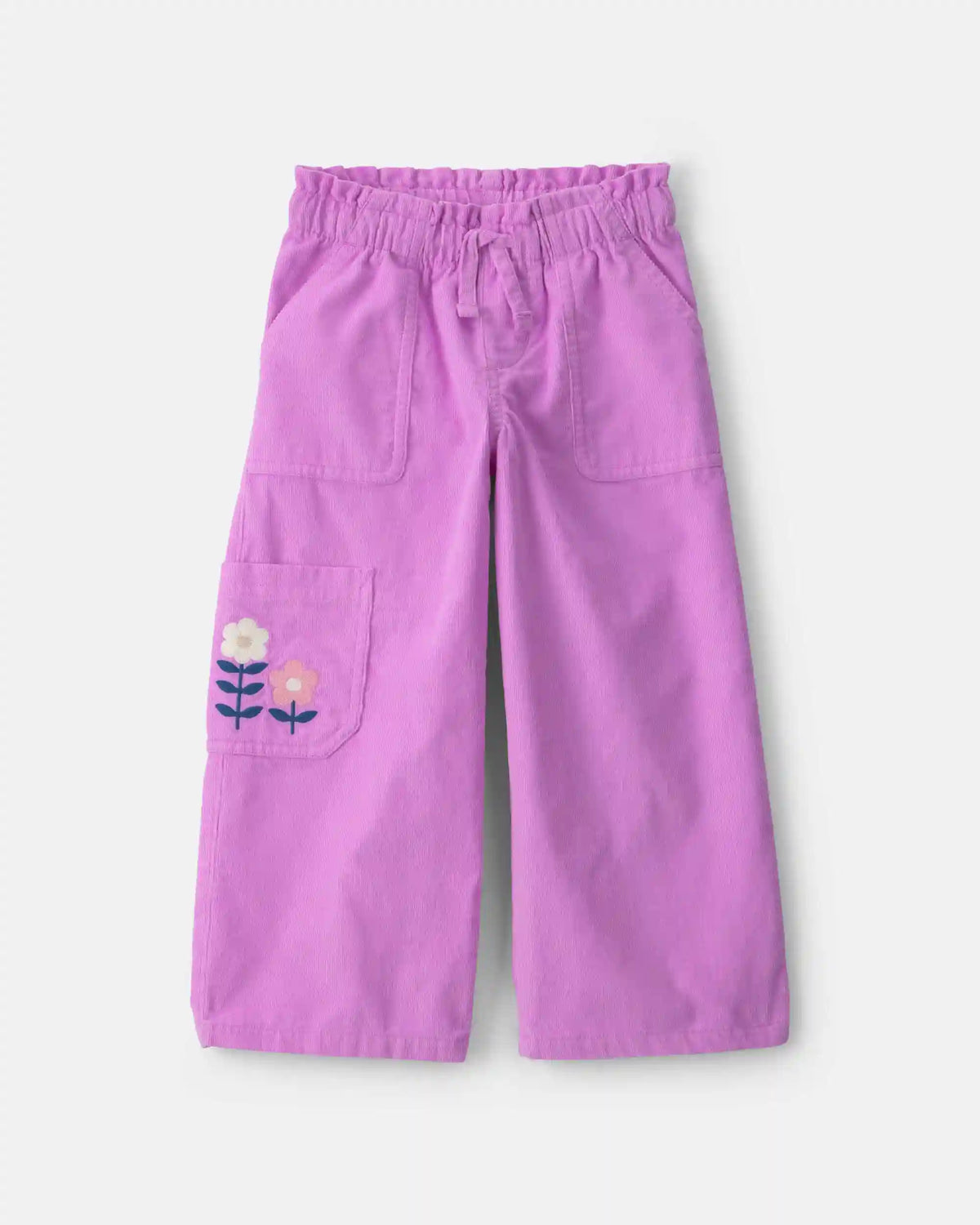 Toddler Girl Flower Corduroy Wide-Leg Pants - Purple