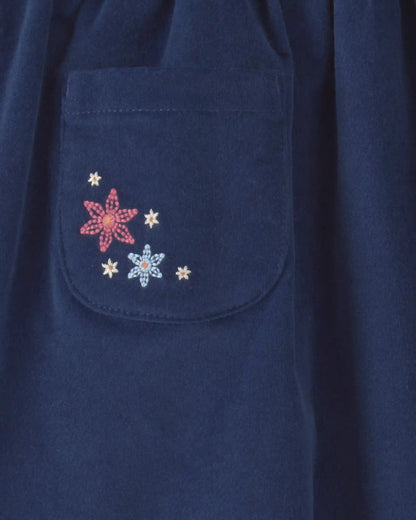 Toddler Girl Corduroy Flower Skirt - Dark Wash