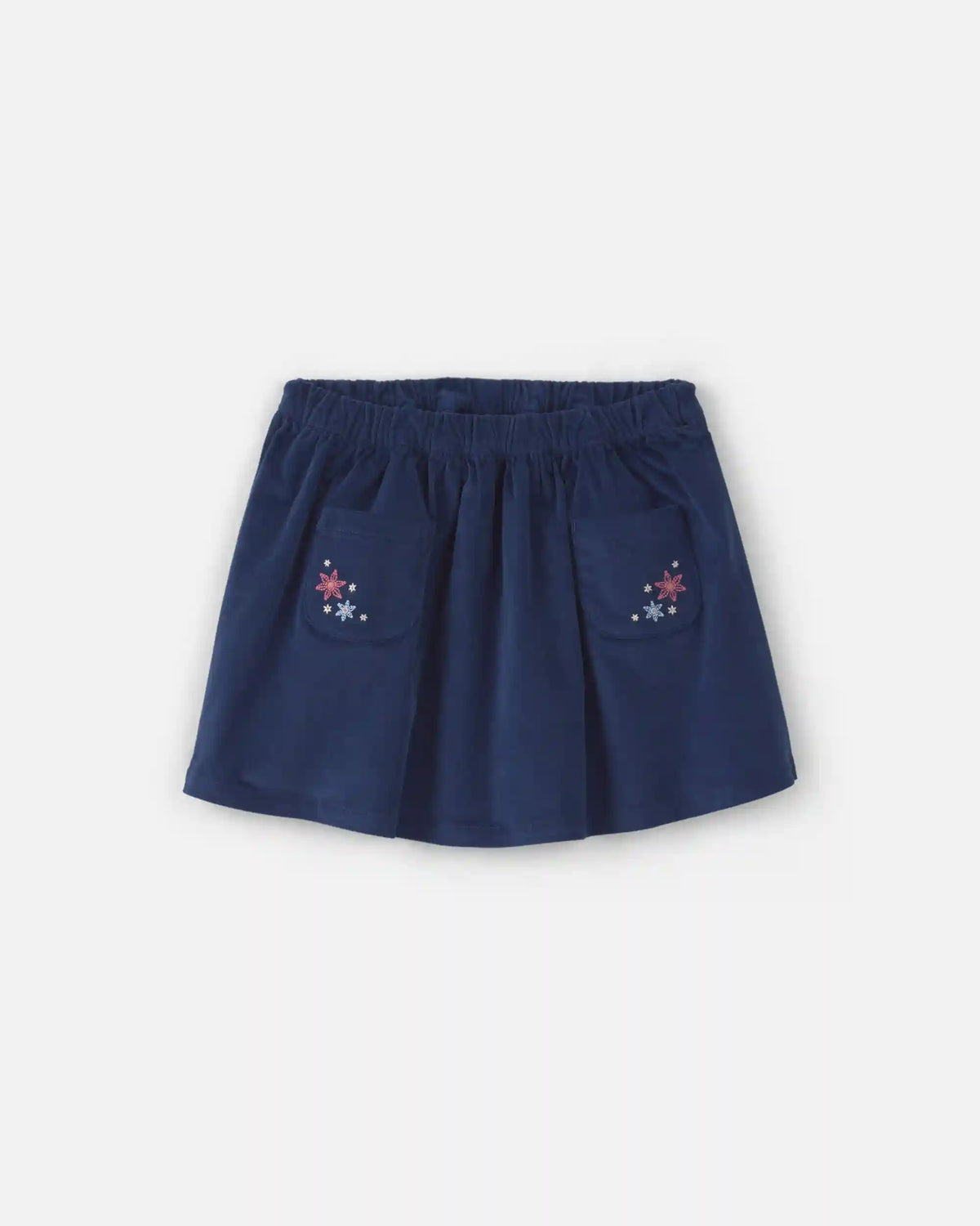 Toddler Girl Corduroy Flower Skirt - Dark Wash