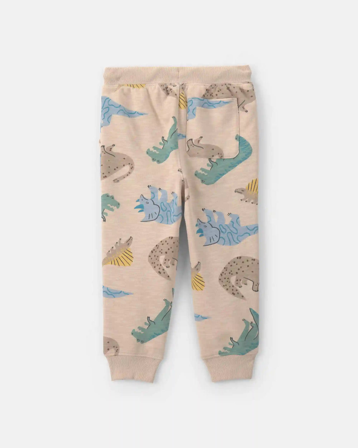 Toddler Boy Dinosaur French Terry Joggers - Beige