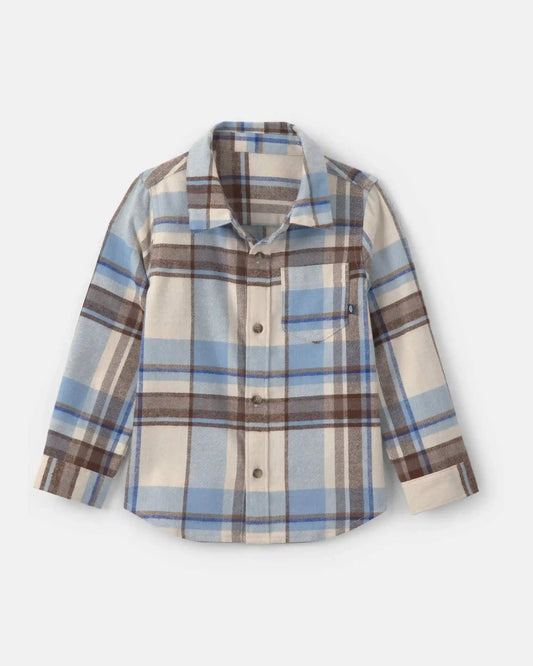 Toddler Boy Plaid Flannel Button-Down Shirt - Grey/Blue/Brown