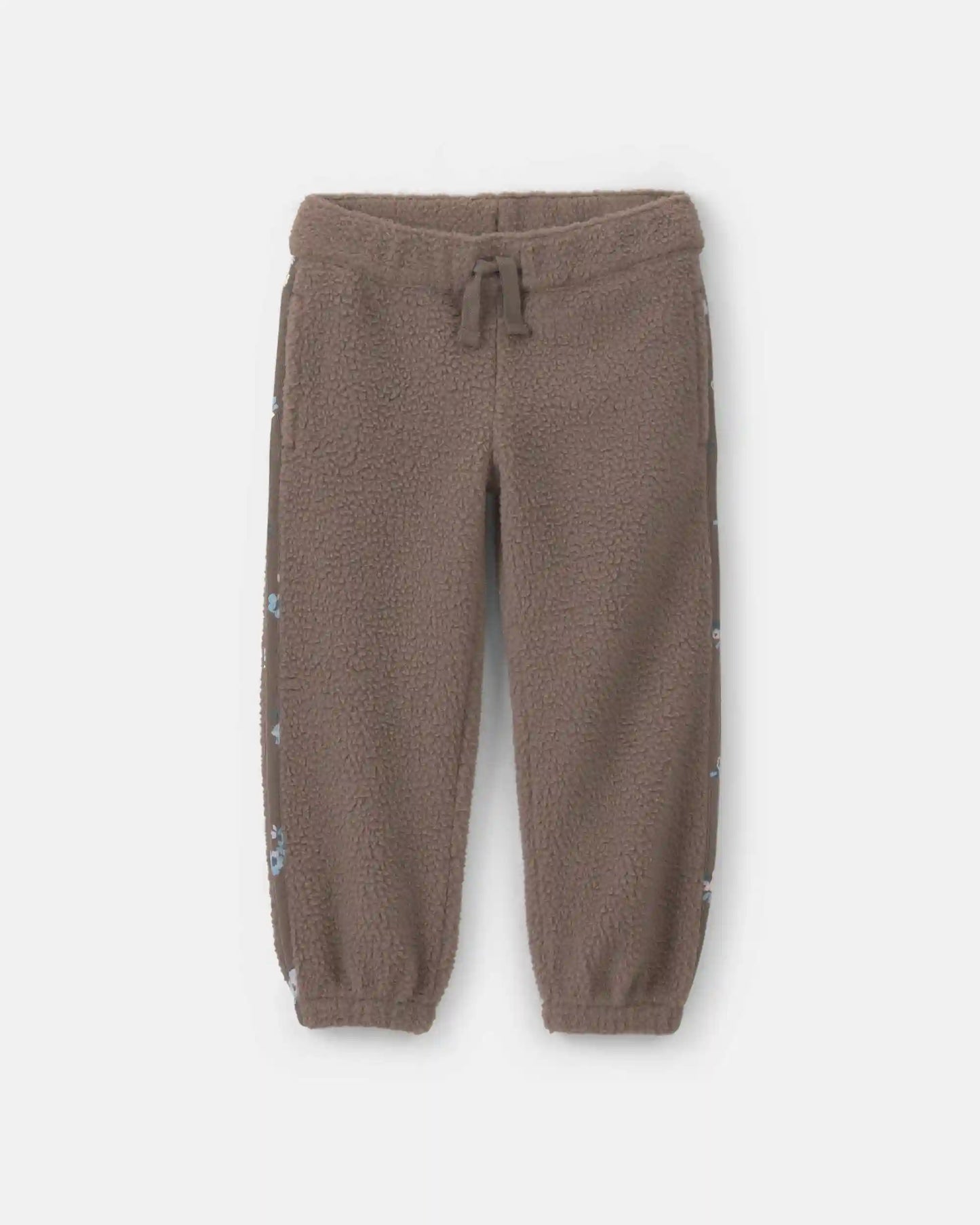 Toddler Girl Floral Fleece Joggers - Brown