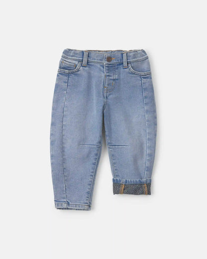 Toddler Girl Fleece-Lined Denim Barrel Jeans - Light Wash