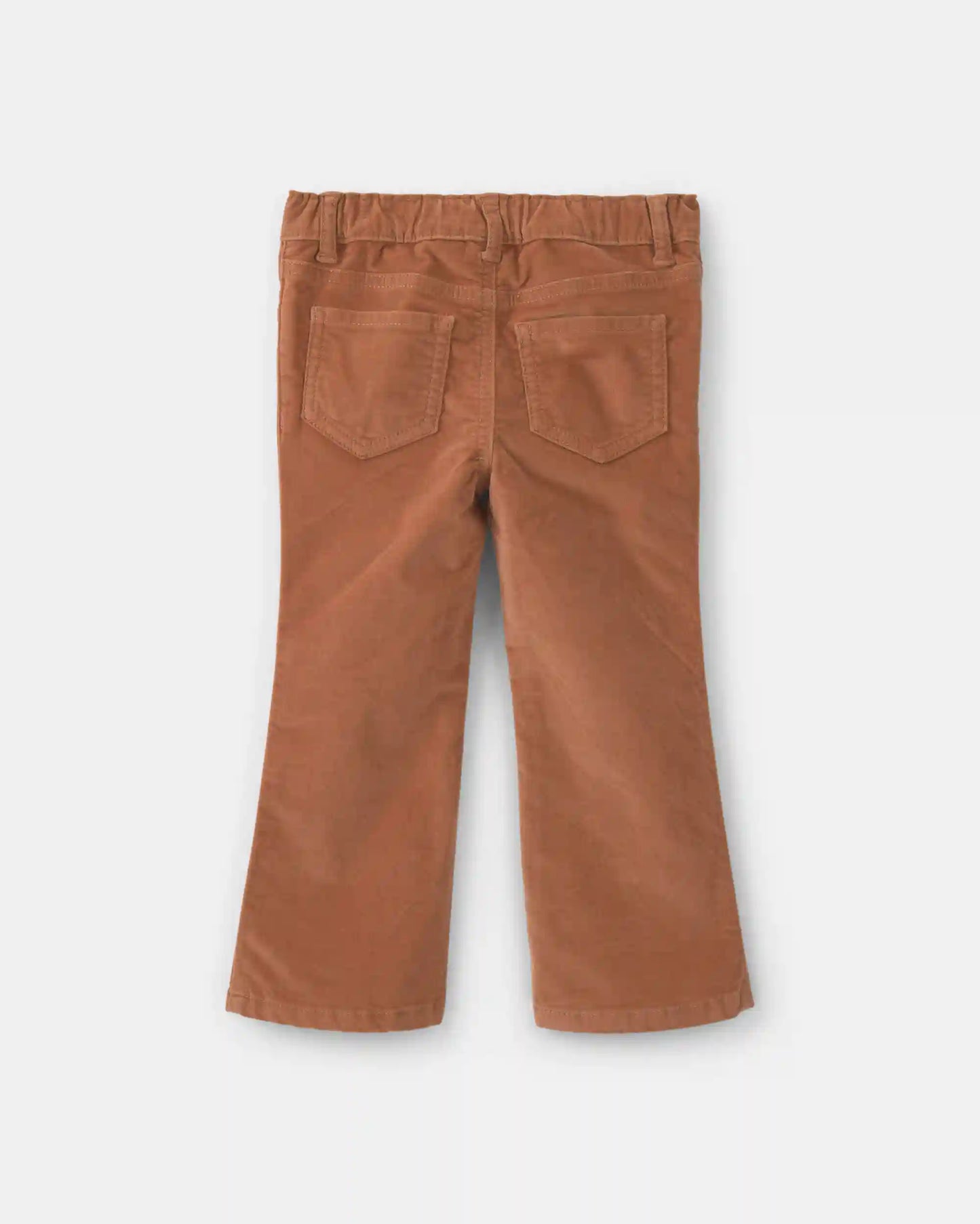 Toddler Girl Floral Embroidered Corduroy Flare Pants - Brown