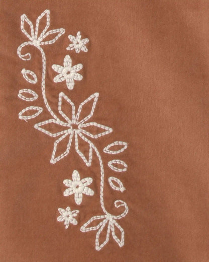 Toddler Girl Floral Embroidered Corduroy Flare Pants - Brown