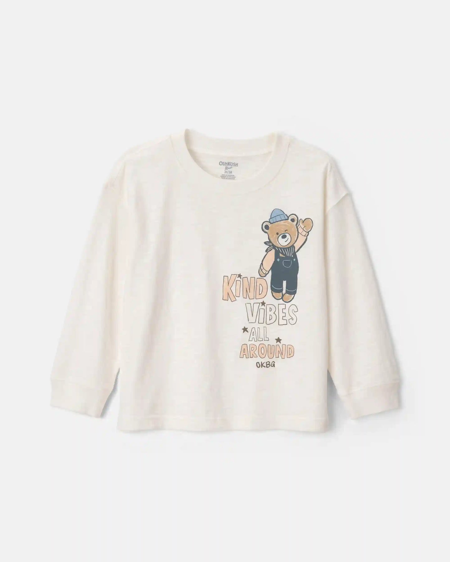 Toddler Boy 'Kind Vibes' Bear Long-Sleeve Graphic Tee - Cream