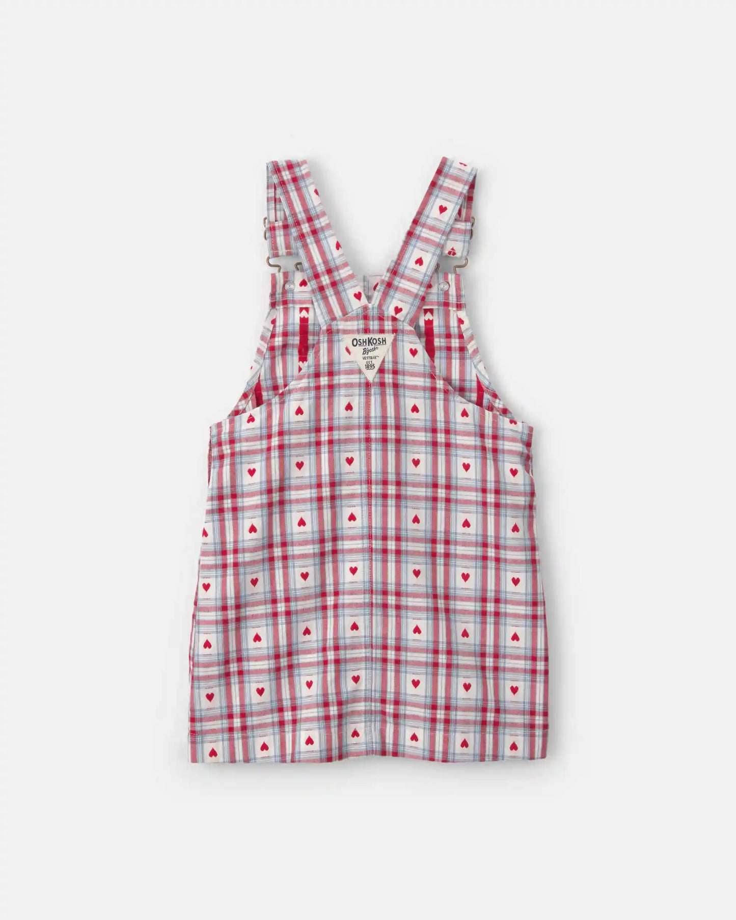 Toddler Girl Heart Plaid Valentine's Day Skirtall - Blue/White/Red