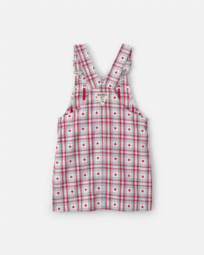 Toddler Girl Heart Plaid Valentine's Day Skirtall - Blue/White/Red