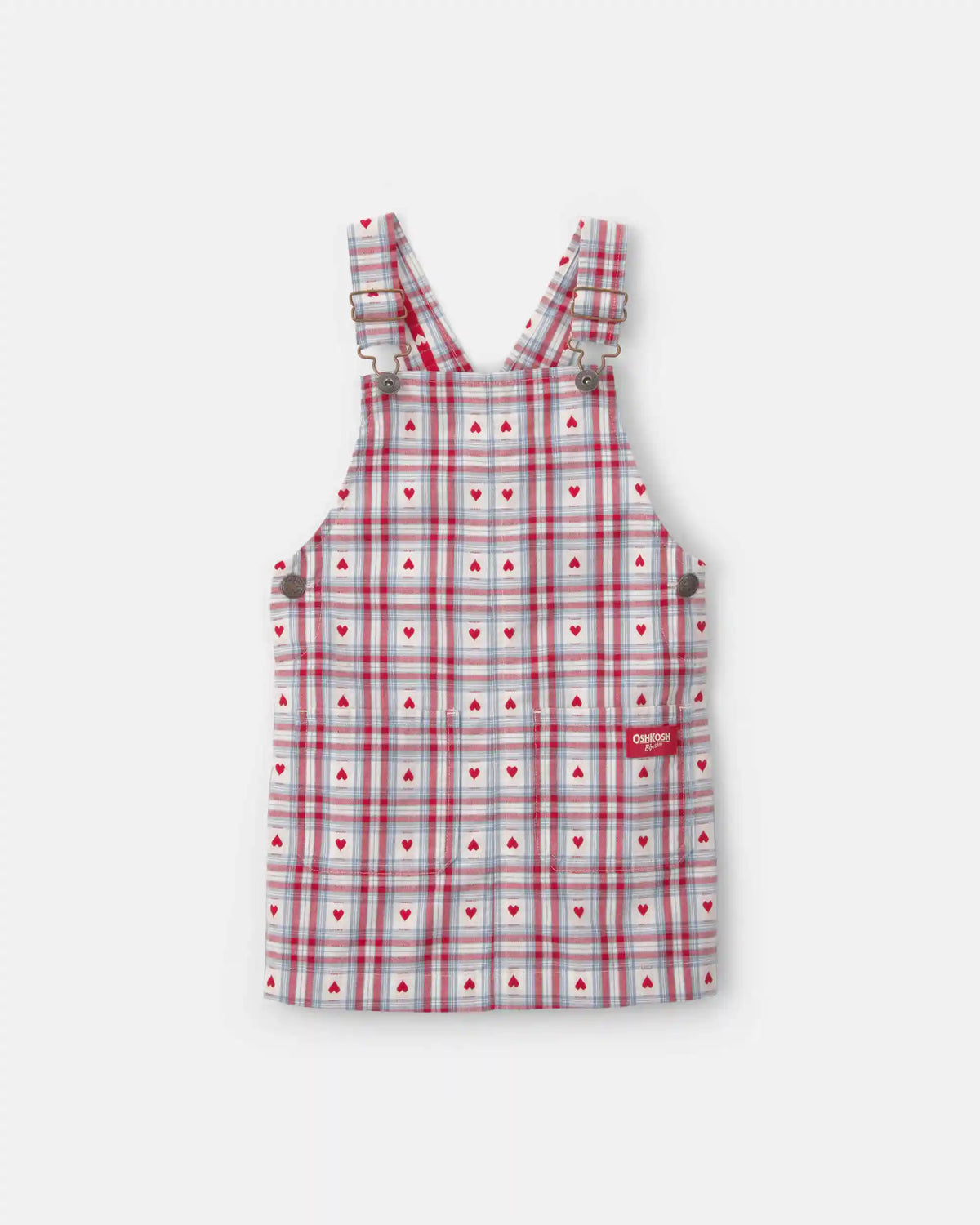 Toddler Girl Heart Plaid Valentine's Day Skirtall - Blue/White/Red