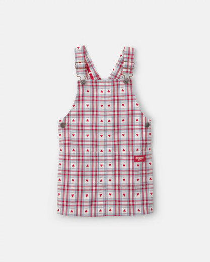 Toddler Girl Heart Plaid Valentine's Day Skirtall - Blue/White/Red
