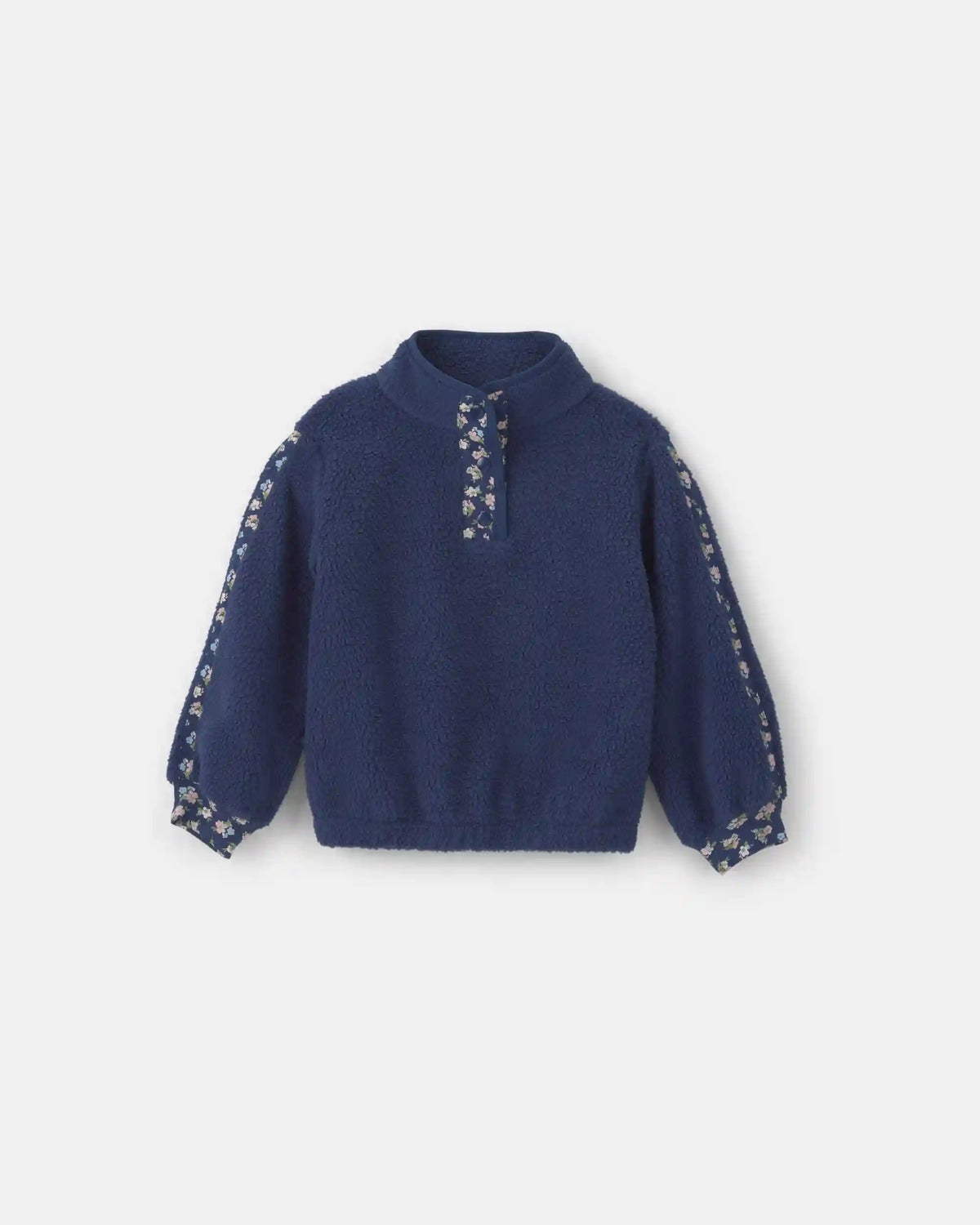 Toddler Boy Floral Fleece Pullover - Navy Blue