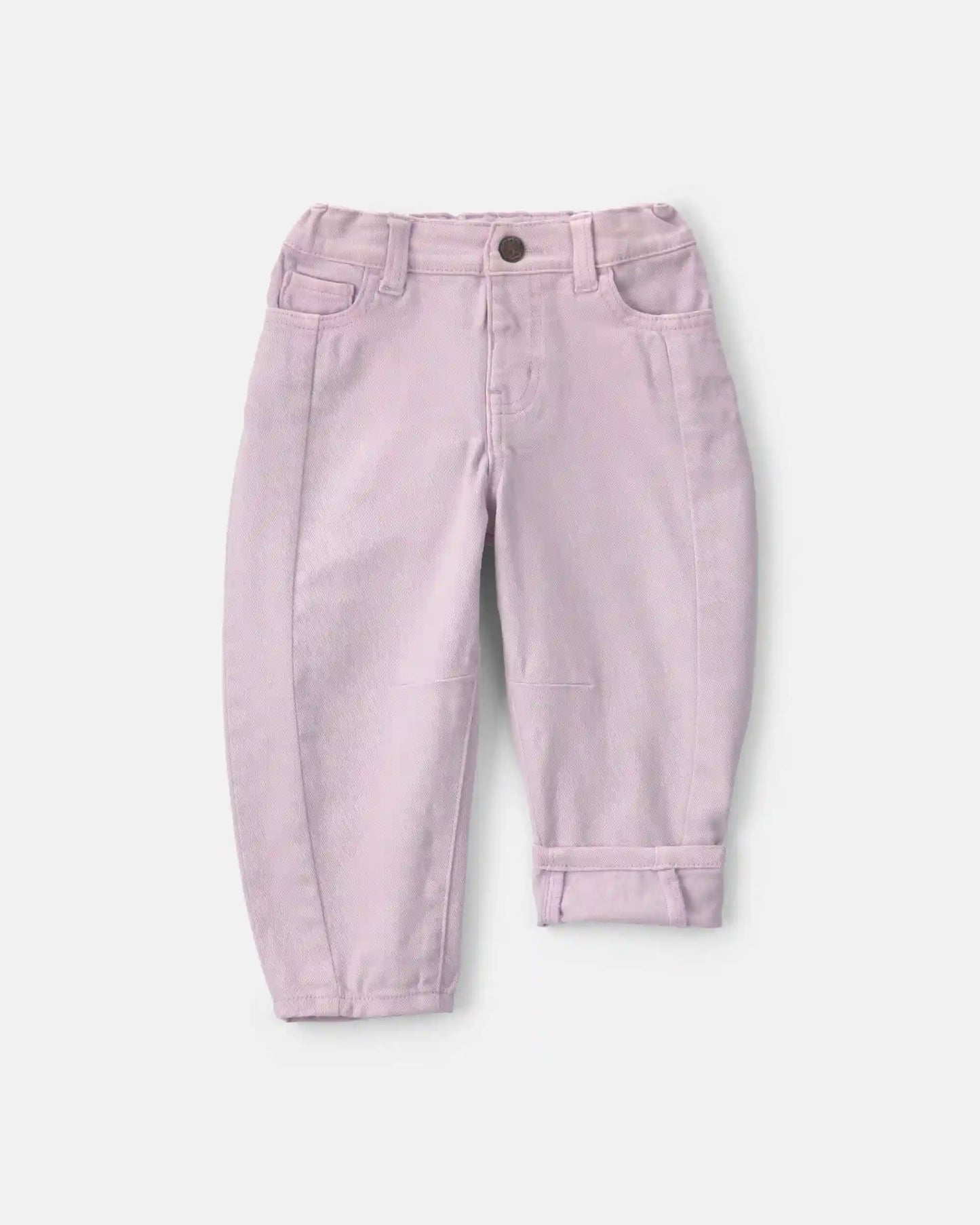 Toddler Girl Teddy Fleece Denim Barrel Jeans - Purple