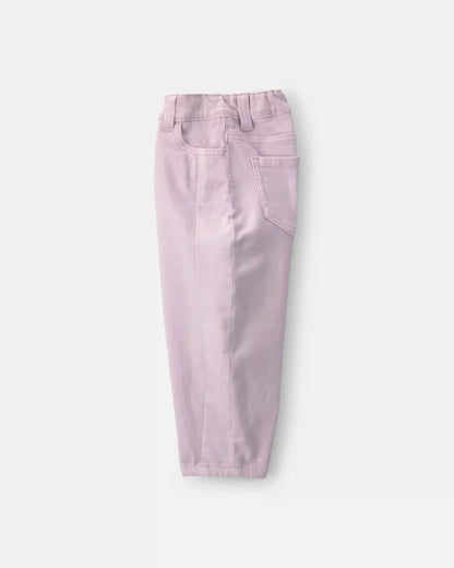 Toddler Girl Teddy Fleece Denim Barrel Jeans - Purple