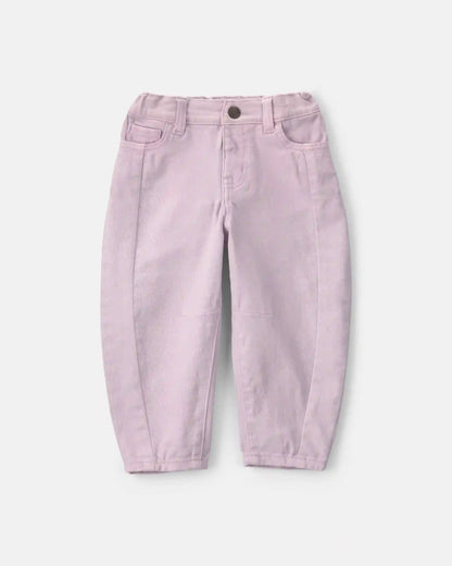 Toddler Girl Teddy Fleece Denim Barrel Jeans - Purple