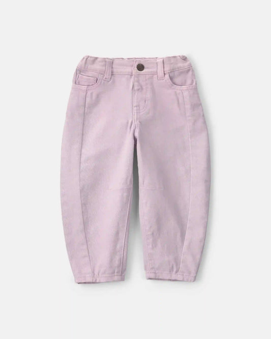 Toddler Girl Teddy Fleece Denim Barrel Jeans - Purple