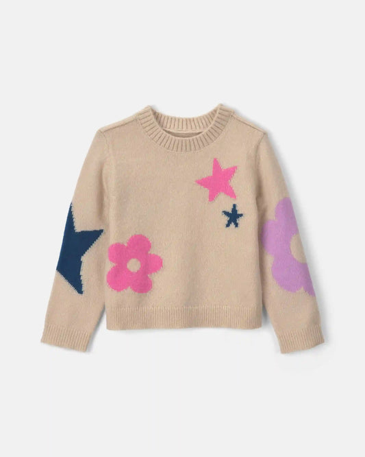 Toddler Girl Flower & Star Sweater