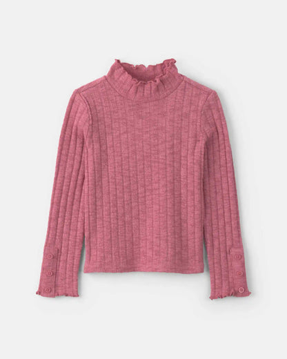 Toddler Girl Long-Sleeve Ribbed Mock-Neck Top - Pink