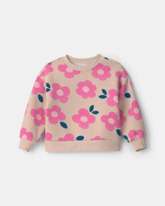 Toddler Girl Flower Fleece Pullover Sweatshirt