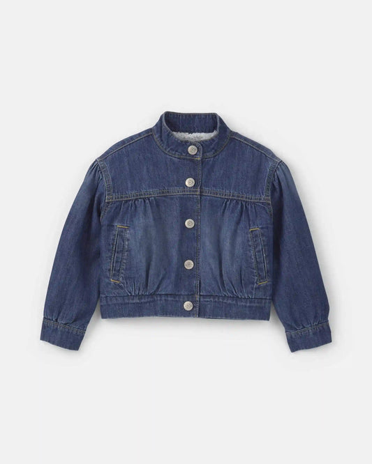 Toddler Girl Teddy Fleece-Lined Denim Jacket - Dark Wash