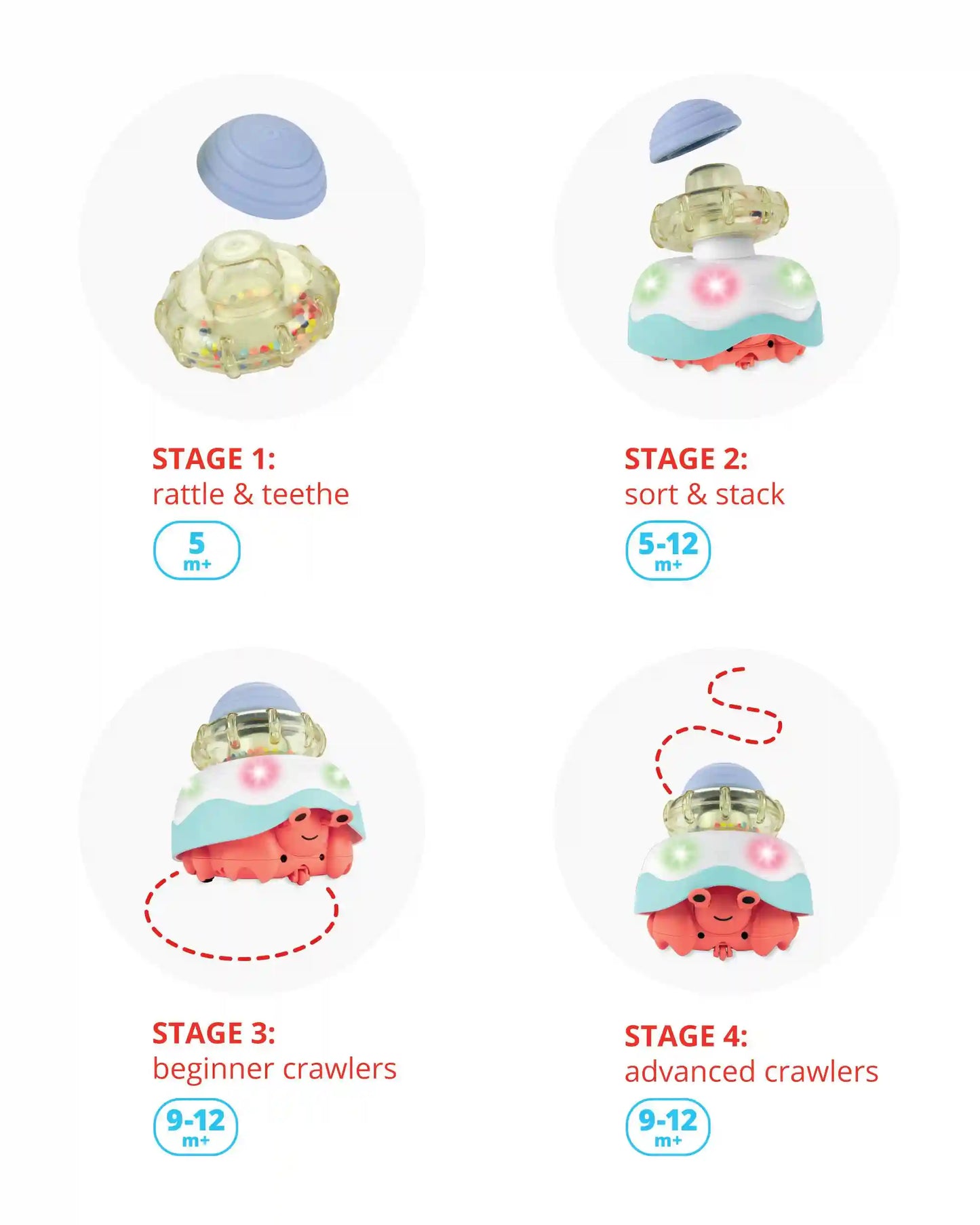 Seascape Stack & Crawl 4-in-1 Crab Baby Crawl Toy