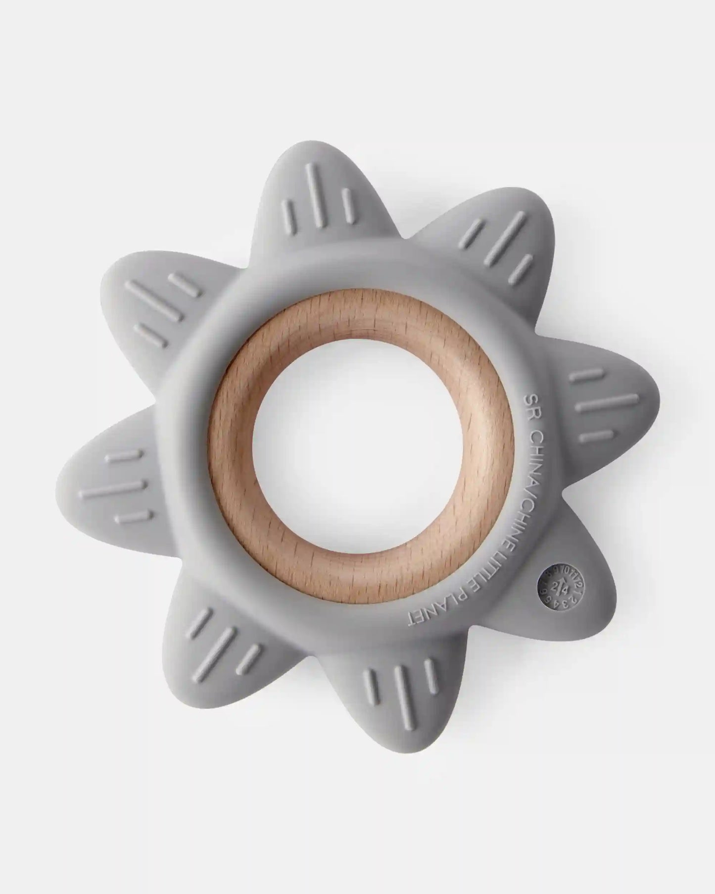 Baby Little Planet Silicone & Wood Teether - Grey