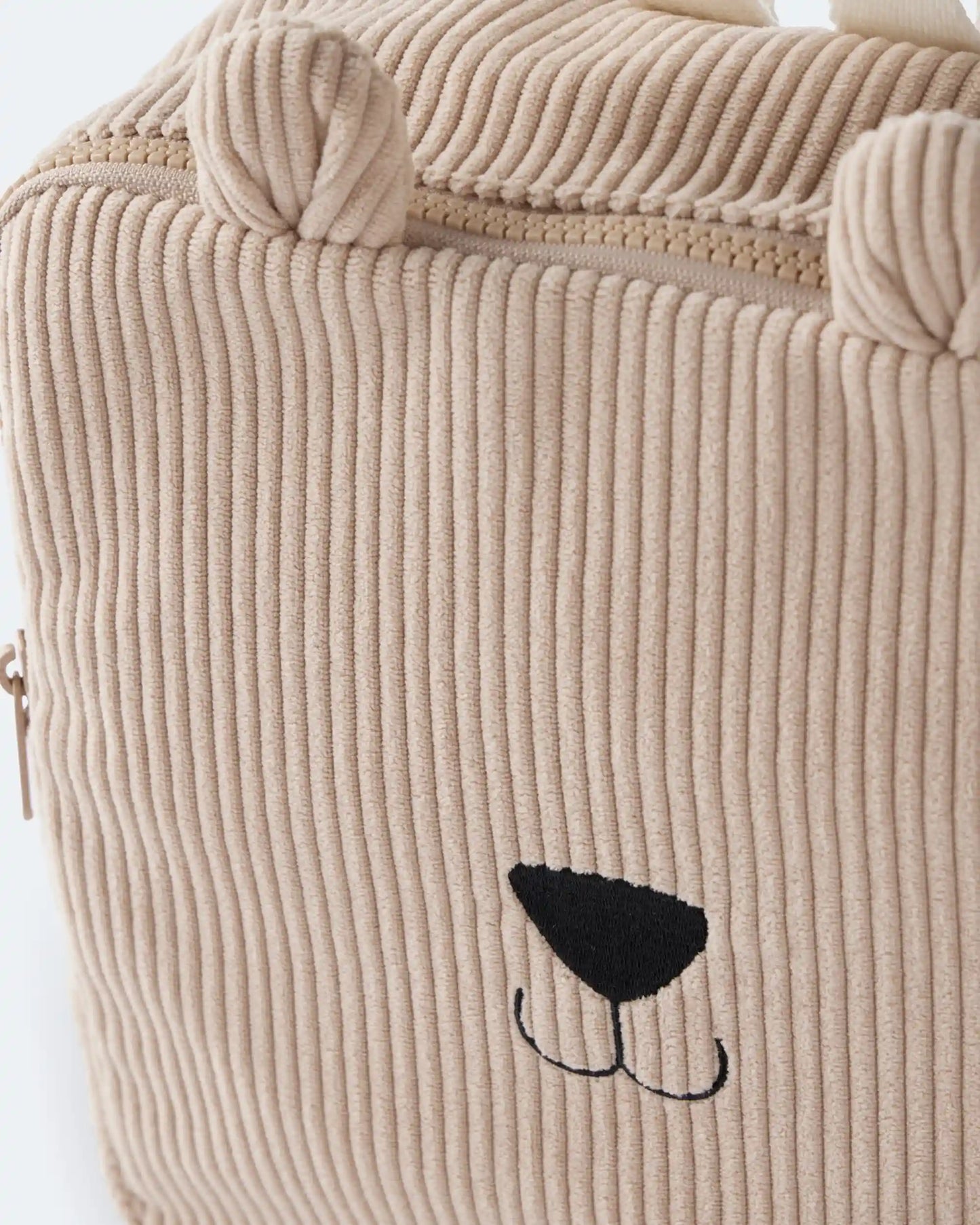Bear Corduroy Square Backpack - Tan
