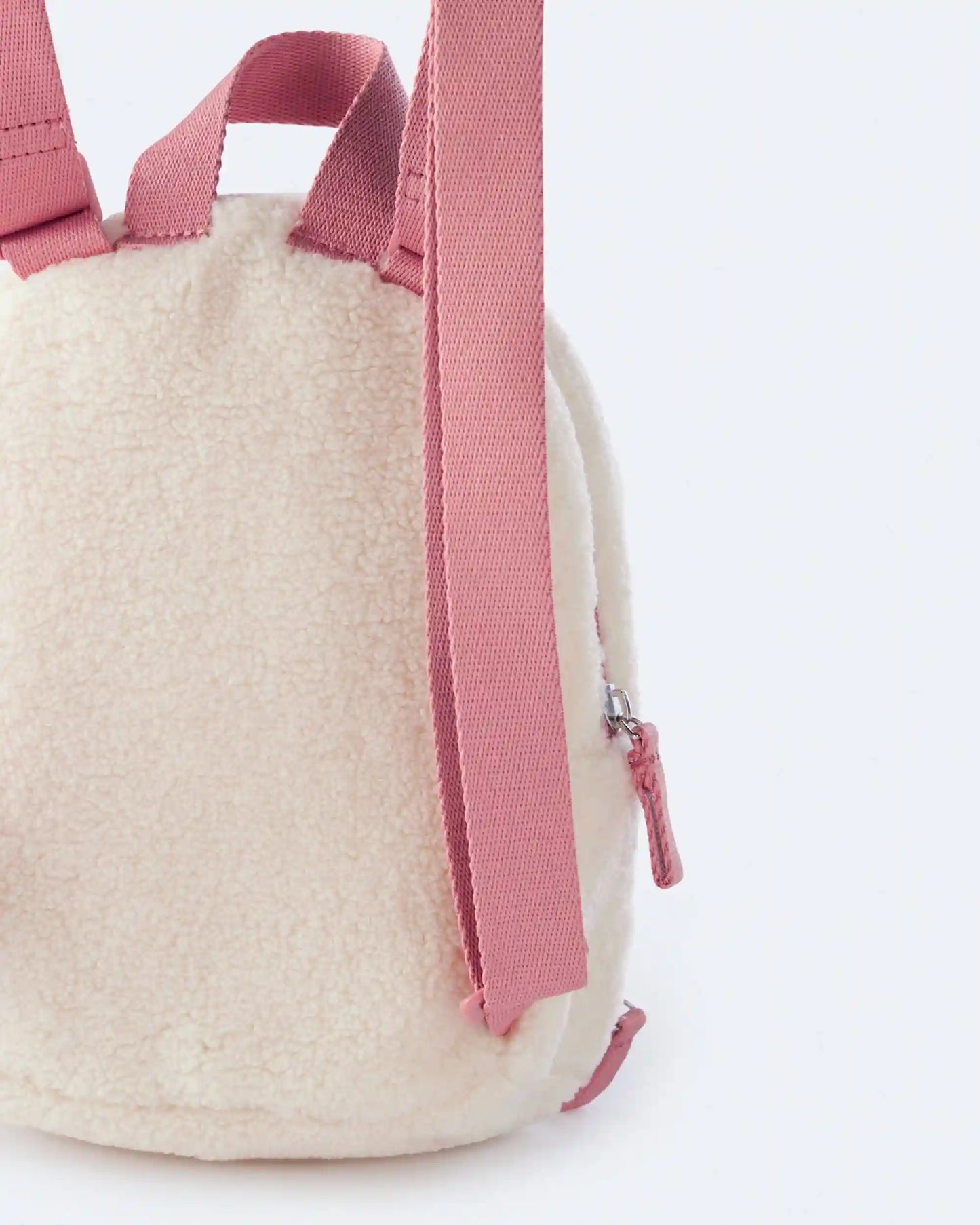 Heart Sherpa Backpack - Cream/Pink