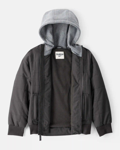 Boys Midweight Bomber Jacket - Black/Grey