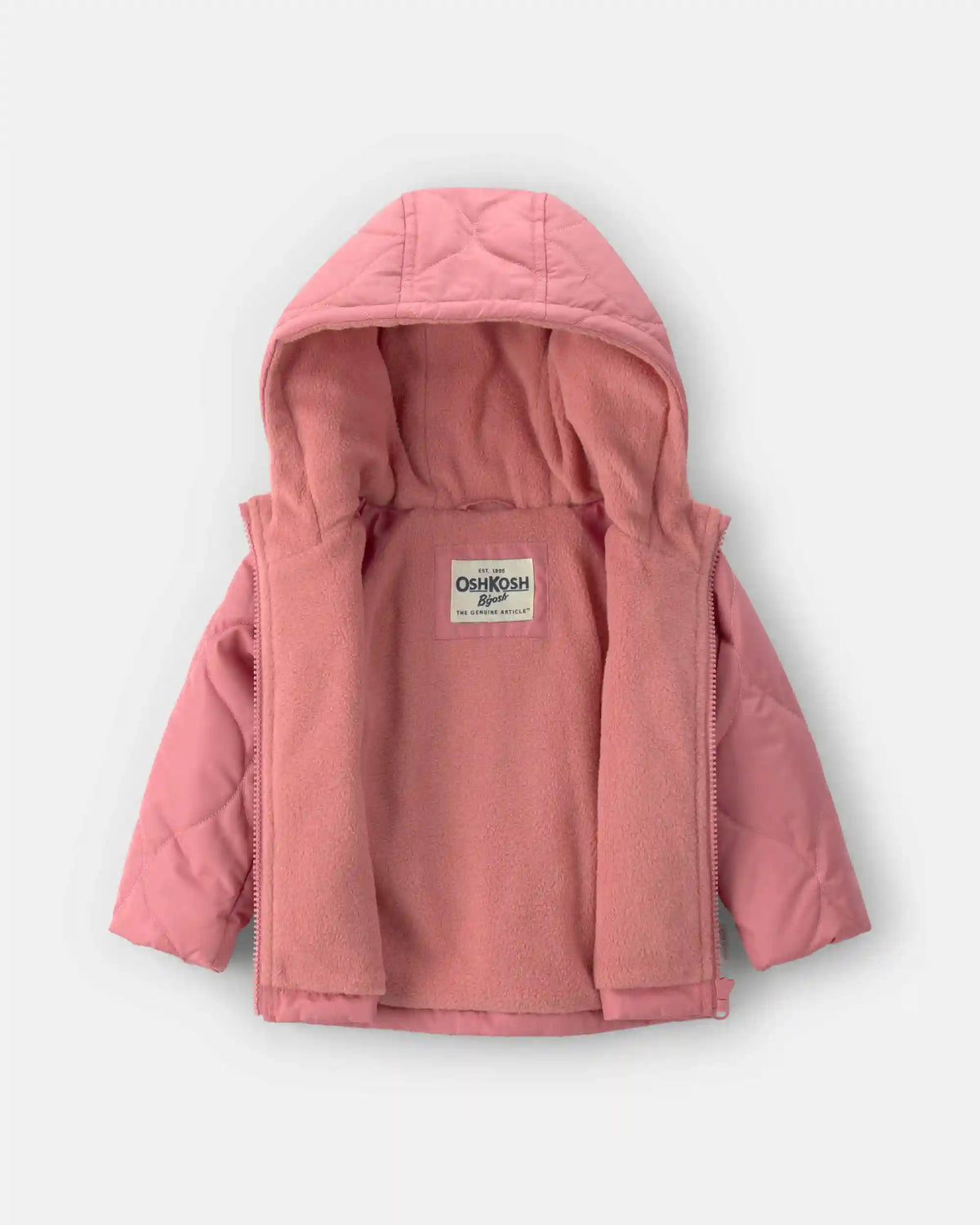Baby Girl Hooded Midweight Quilted Jacket - Pink