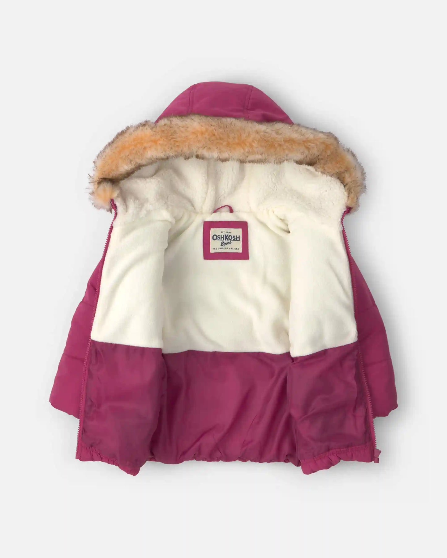 Toddler Girl Hooded Heavyweight Winter Jacket - Burgundy