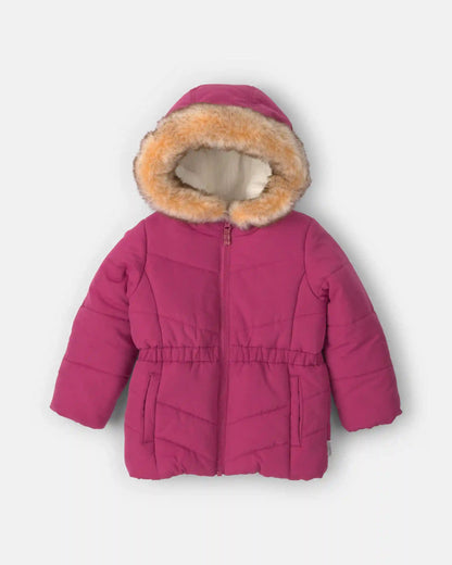 Toddler Girl Hooded Heavyweight Winter Jacket - Burgundy