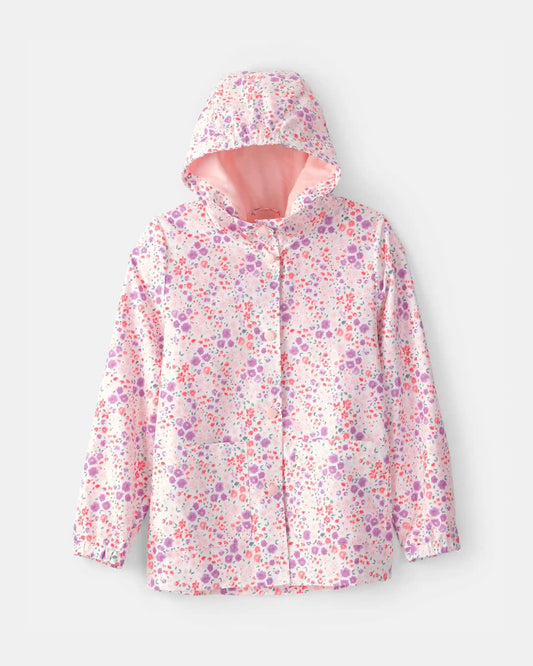 Girls Floral Raincoat - Pink