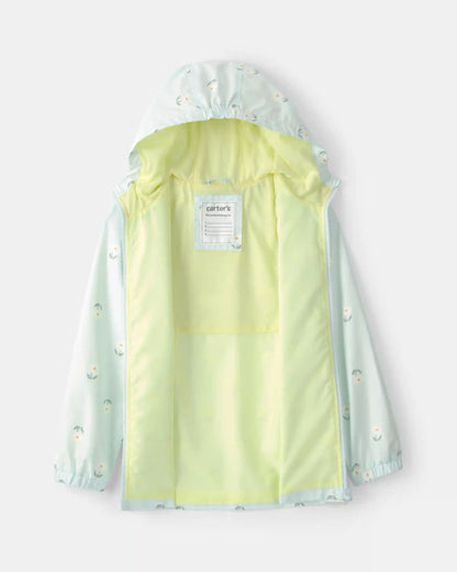Girls Floral Raincoat - Blue