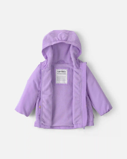 Baby Girl Hooded Midweight Winter Jacket - Purple