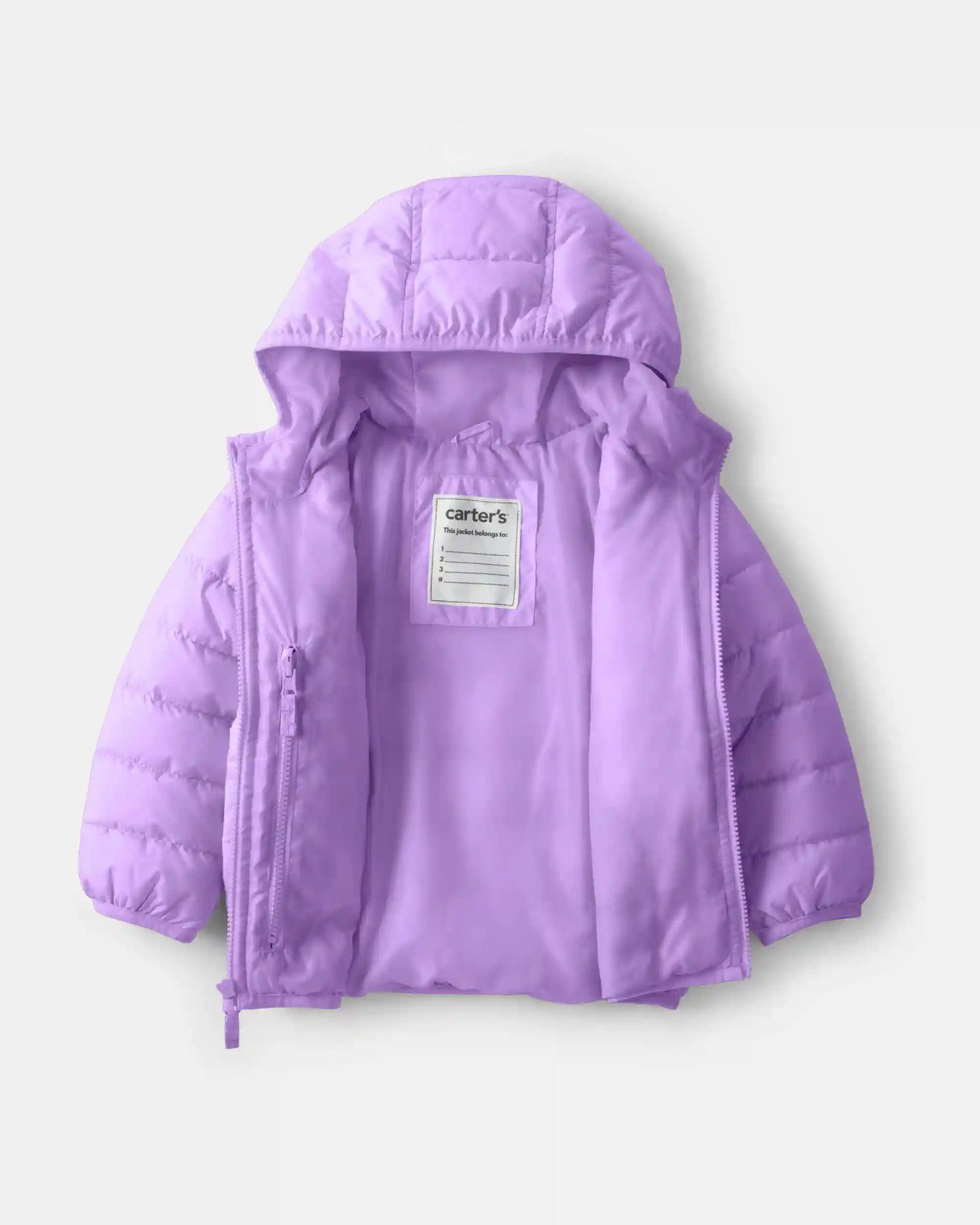 Toddler Girl Midweight Packable Puffer - Purple