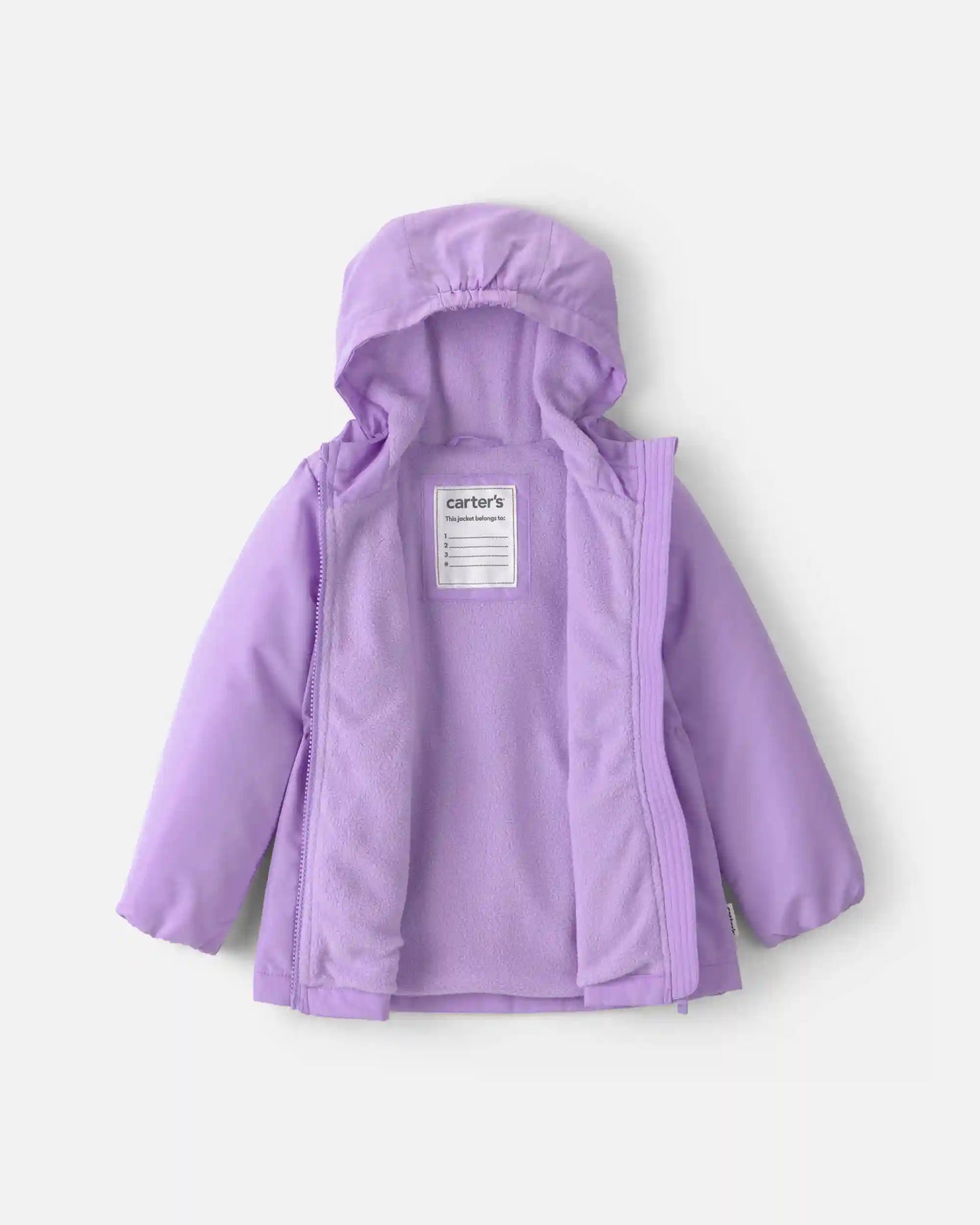 Toddler Girl Hooded Midweight Winter Jacket - Purple