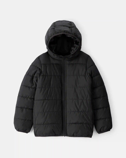 Boys Midweight Packable Puffer - Black