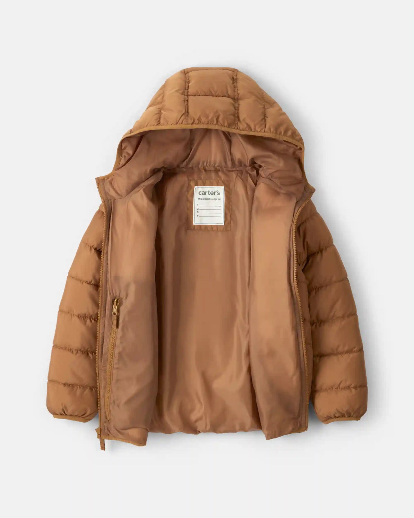 Boys Midweight Packable Puffer - Brown