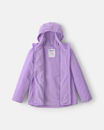 Girls Hooded Midweight Winter Jacket - Purple