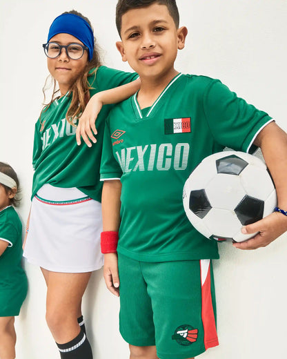Kids Umbro Mexico Mesh Soccer Shorts - Green/White/Red