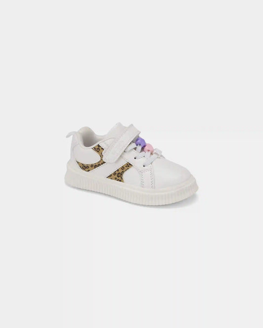 Toddler Girl Leopard Charm Sneakers - White