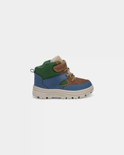 Toddler Boy Color Block High Top Boots - Blue/Brown/Green