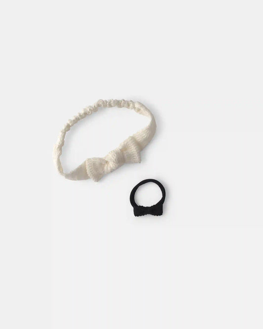 Baby Girl 2-Pack Headbands - Black/Ivory
