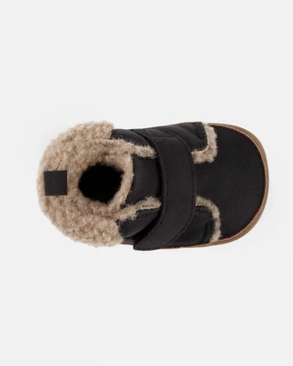 Baby Boy Sherpa Boots - Black/Brown