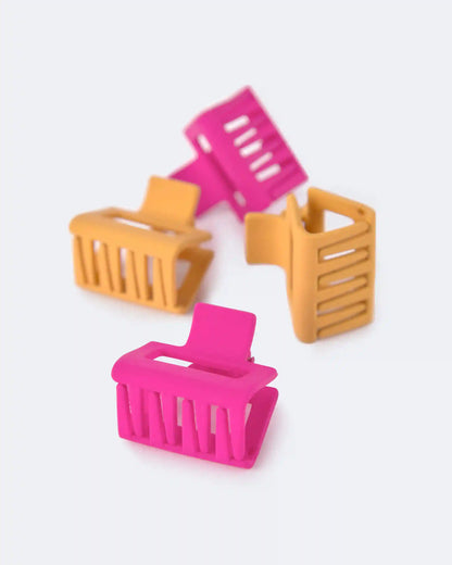 Toddler Girl 4 Pack Hair Clips - Hot Pink/Golden Yellow