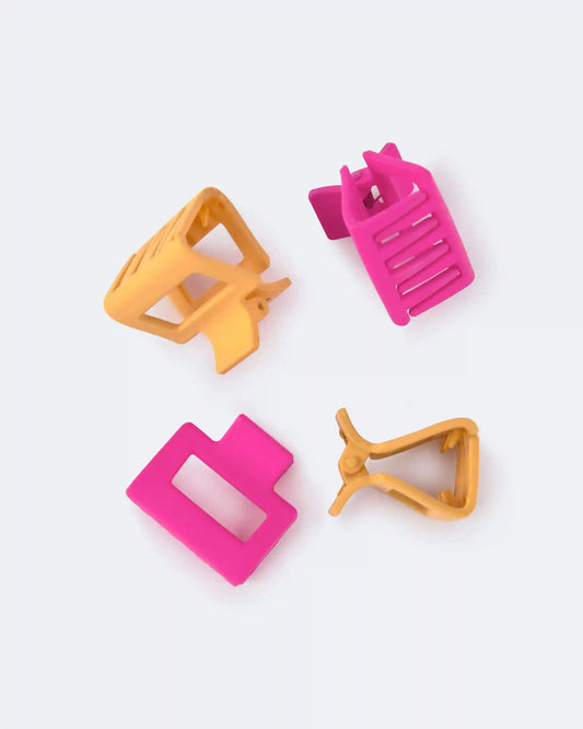 Toddler Girl 4 Pack Hair Clips - Hot Pink/Golden Yellow
